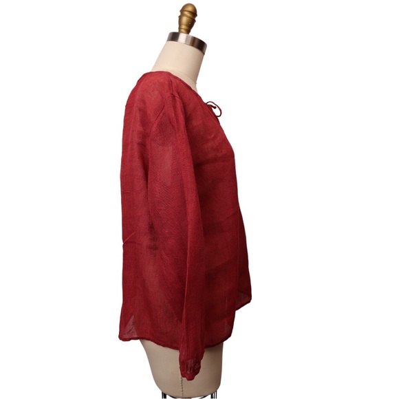 Eileen Fisher Italian Linen Peasant Top - Picture 3 of 12